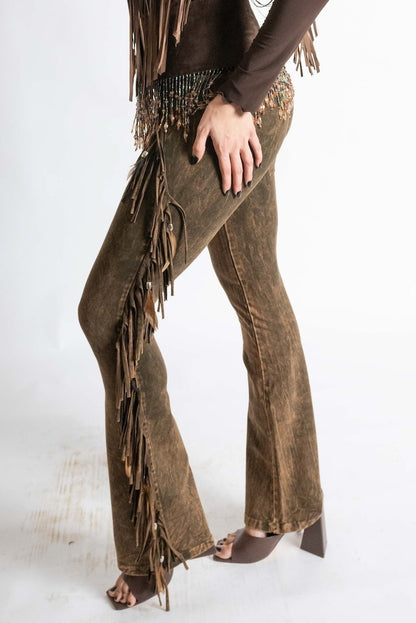 Chap Fringed and Feathered Pants