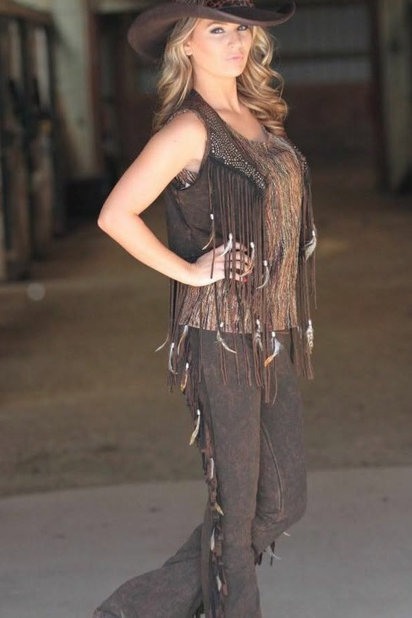 Fringed and Feathered Short Vest